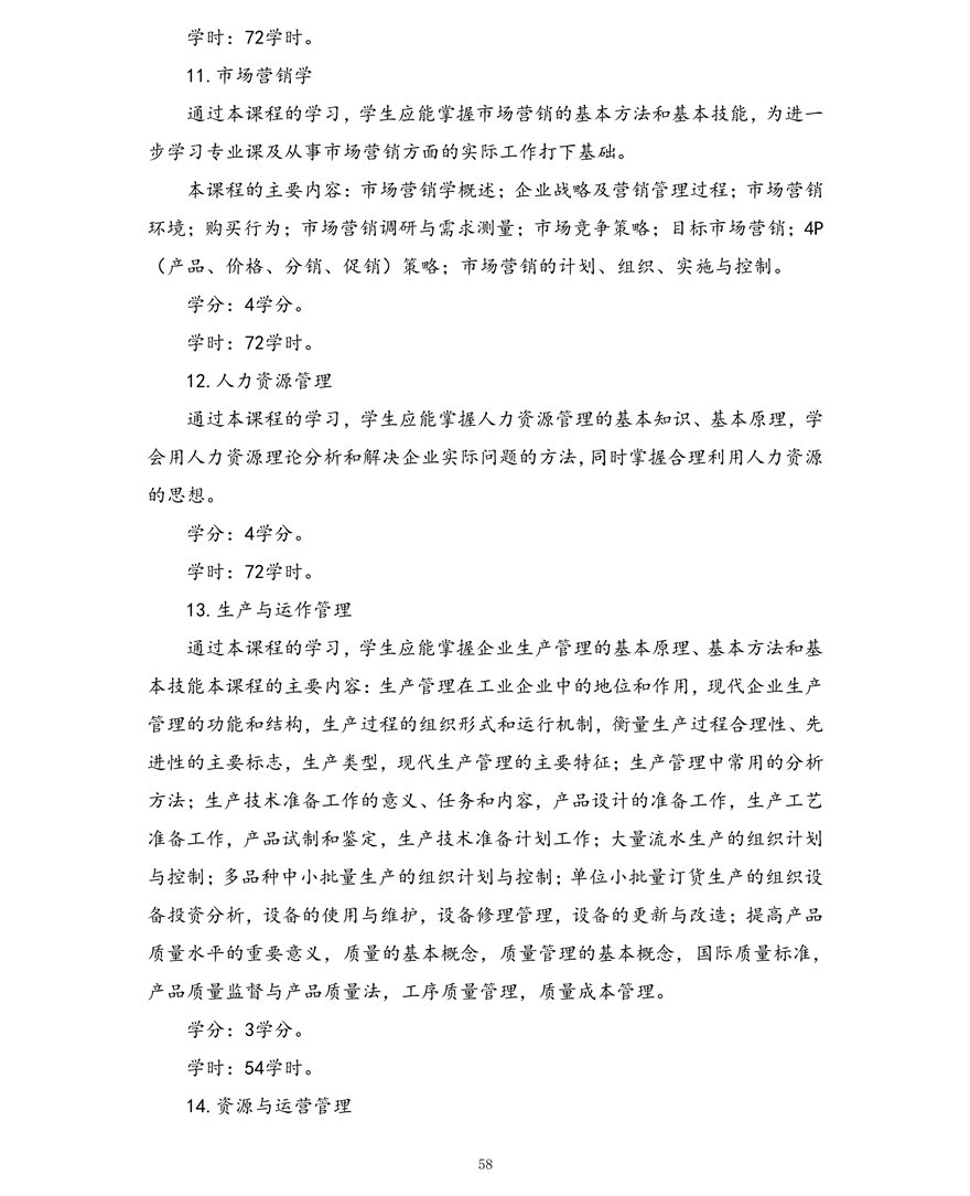 工商企业管理专业（专科）