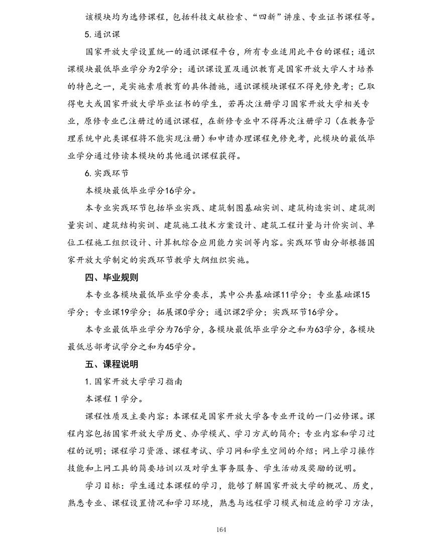 建筑工程技术专业（专科）