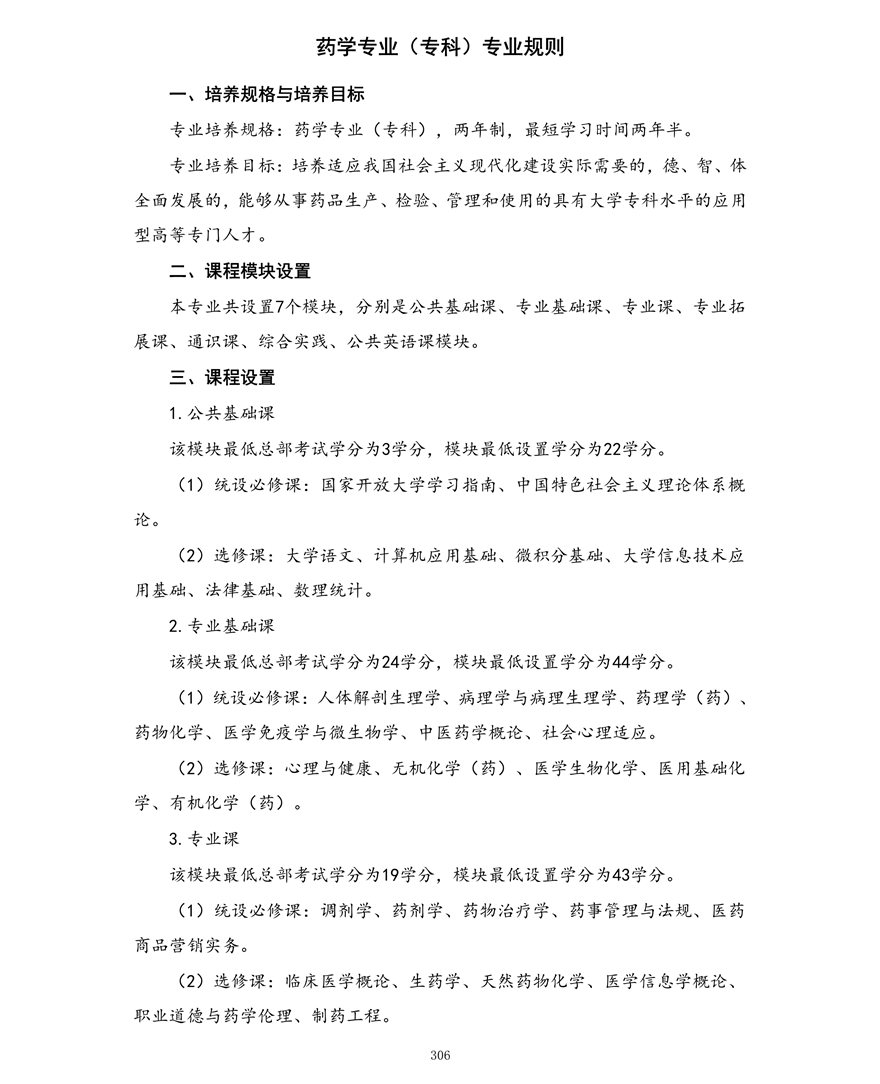 药学专业（专科）