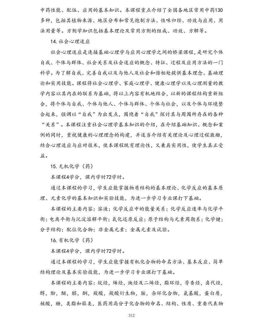 药学专业（专科）