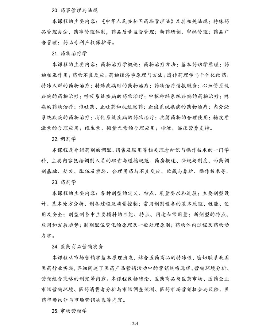 药学专业（专科）