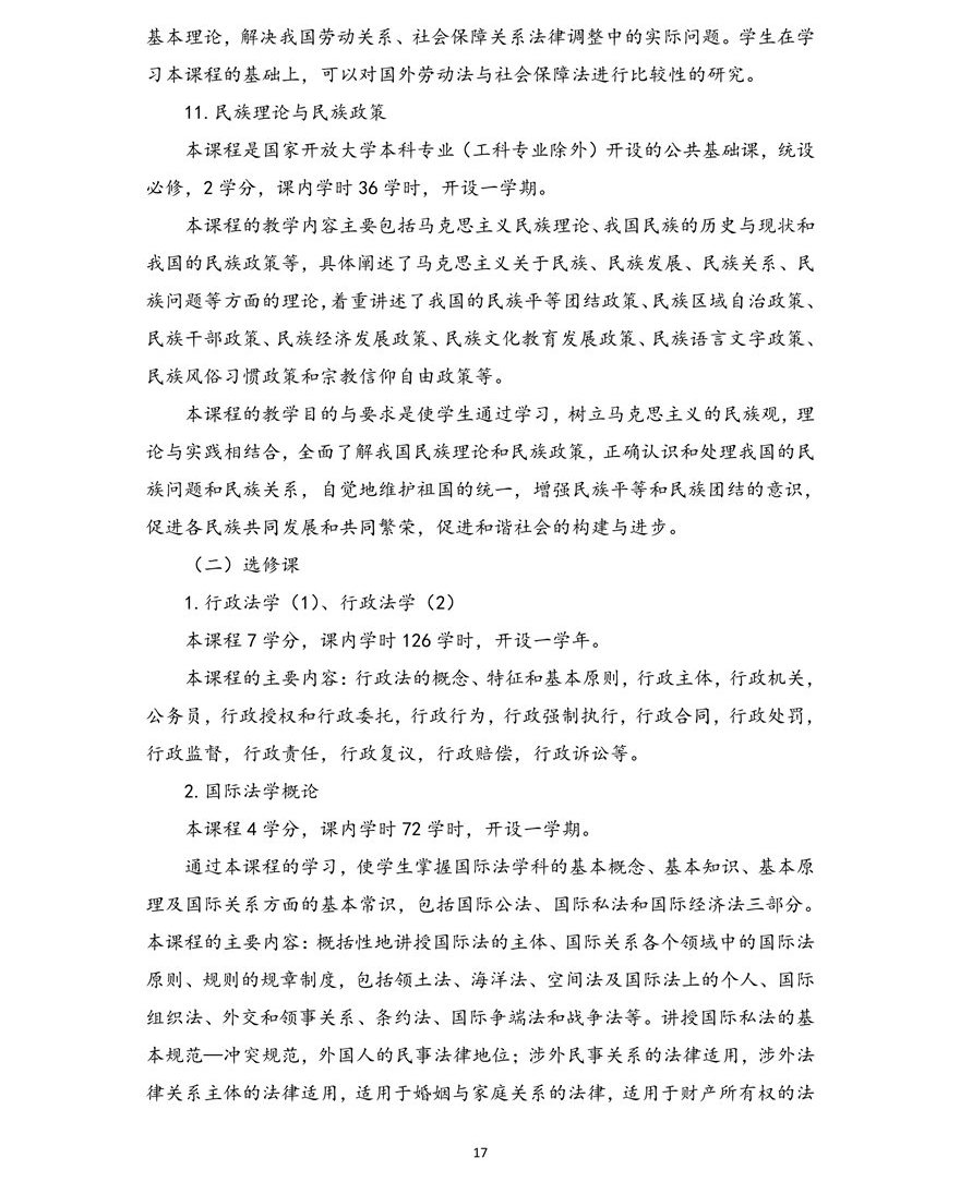 法学专业（本科）