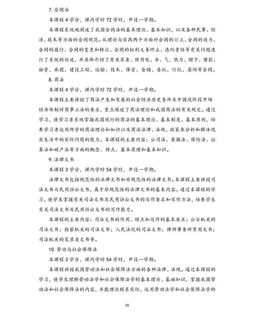 法学专业（本科）