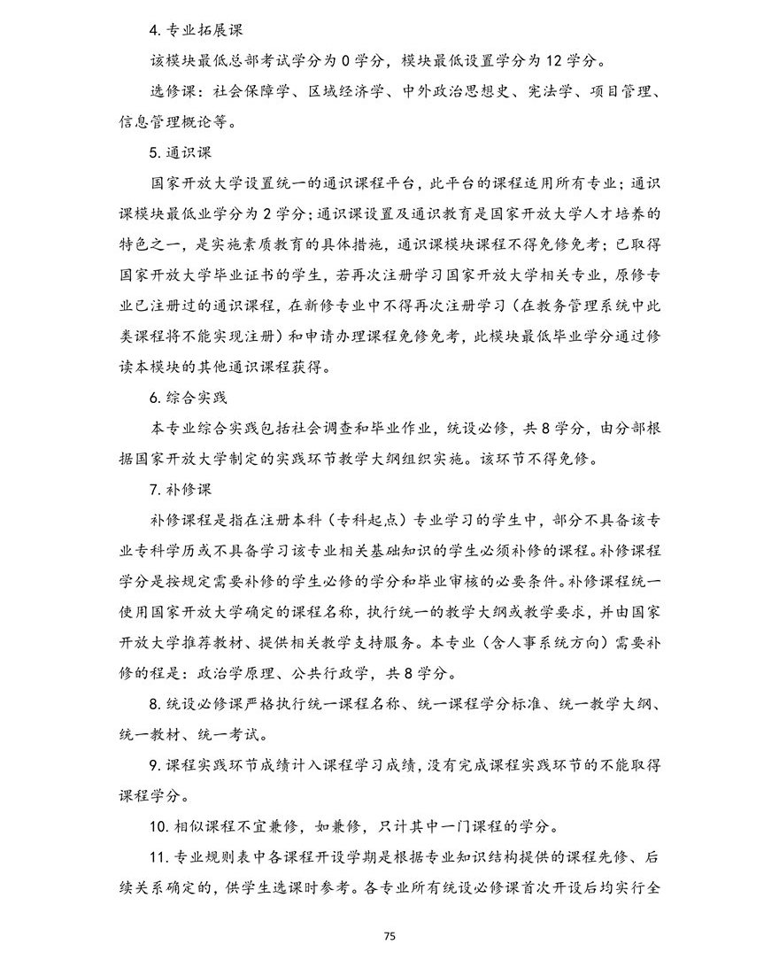 行政管理专业（本科）