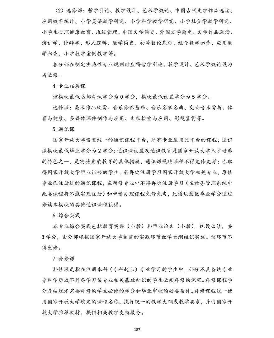 小学教育专业（本科）