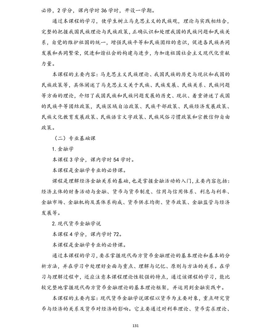 金融学专业（本科）