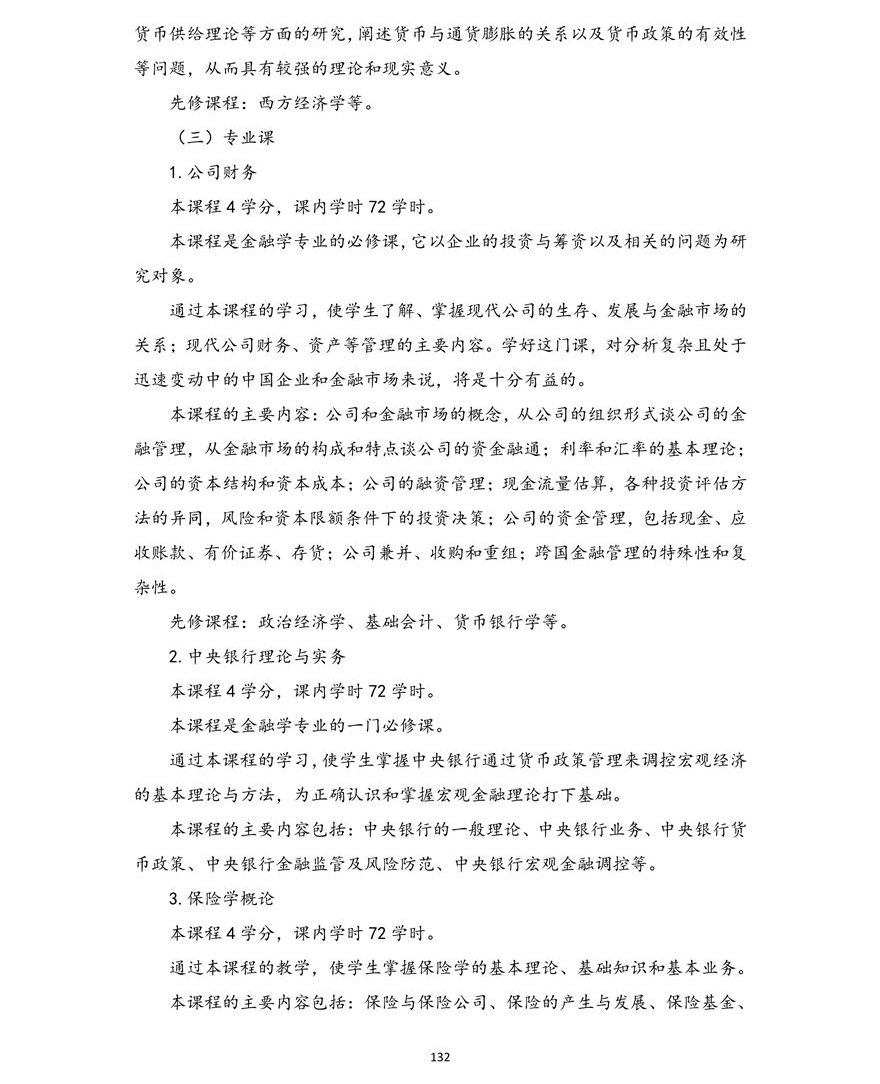 金融学专业（本科）