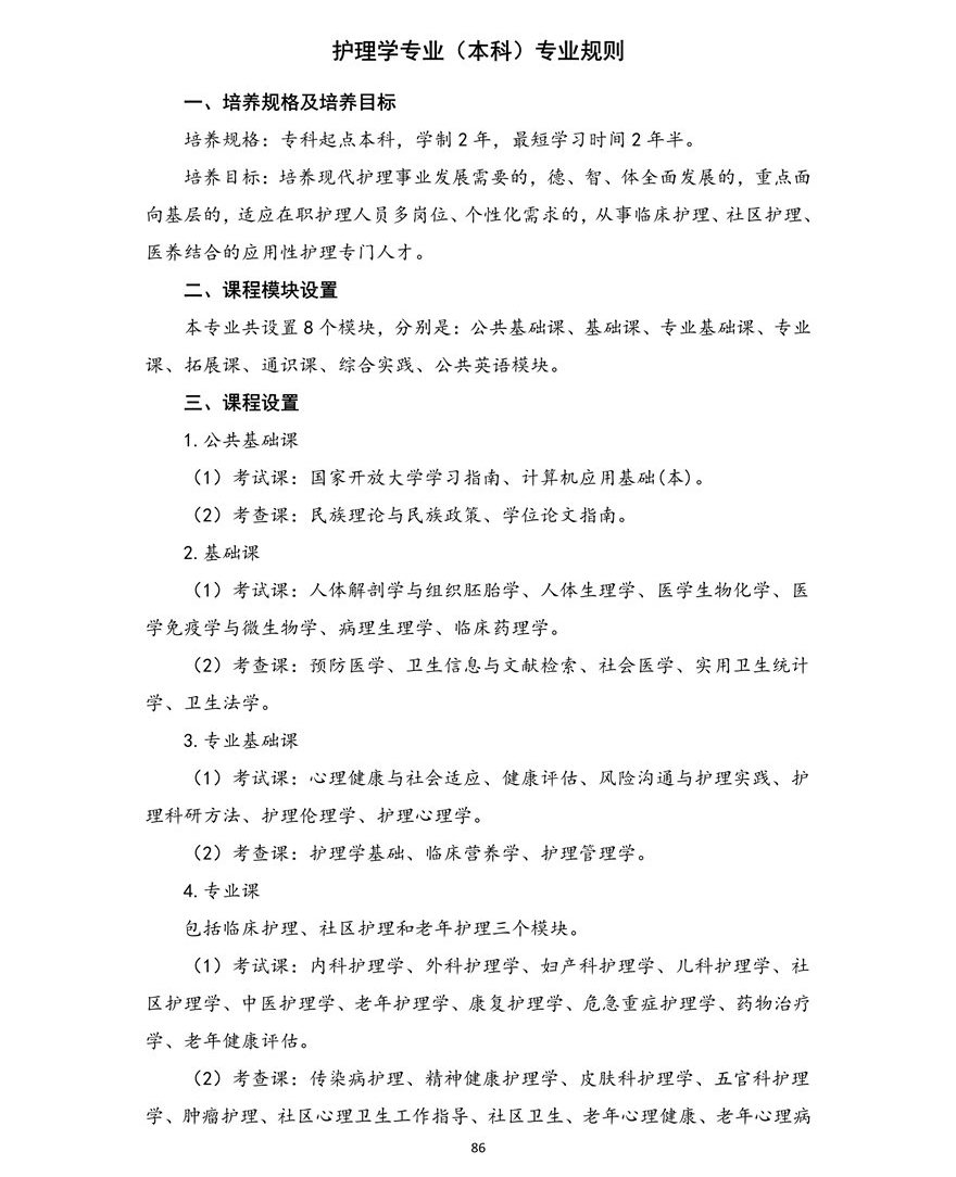 护理学专业（本科）