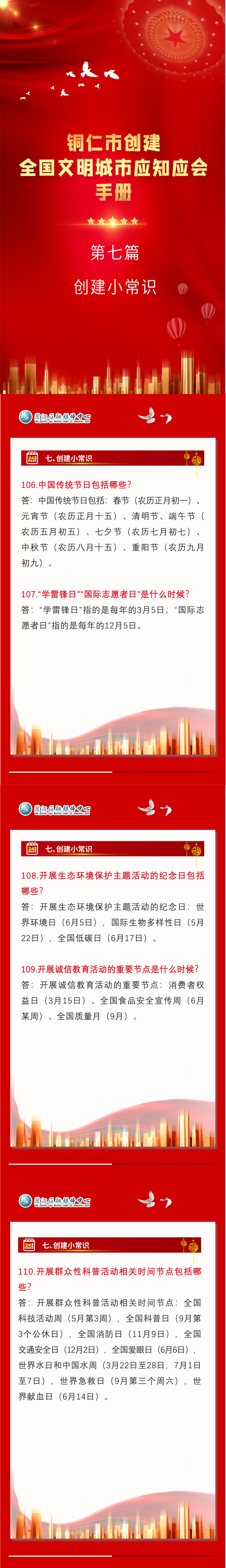 铜仁市创建全国文明城市应知应会手册之创建小常识篇